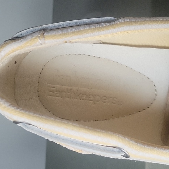 Women's Timberland EK Yellow Stripe Canvas Boat Shoes US 9 - Picture 5 of 5